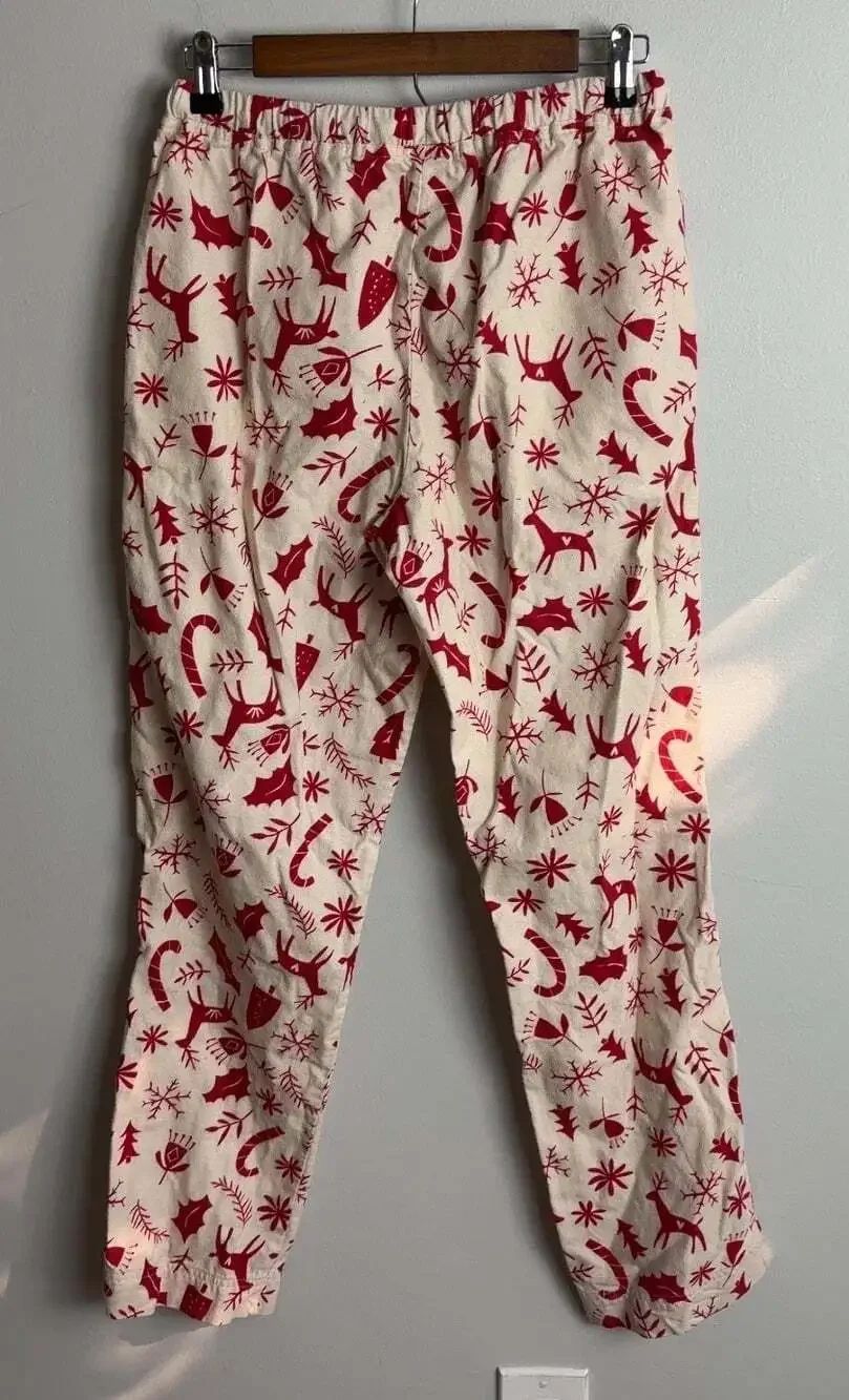 Hanna Andersson Holiday Pajama Pants Size XS Reindeer Snowflake Print Cotton Wms